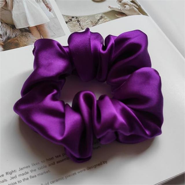 100% Mulberry Silk - scrunchies For Hair Sleep 30 Momme Deep Purple M