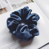 100% Mulberry Silk - scrunchies For Hair Sleep 30 Momme Navy Blue M