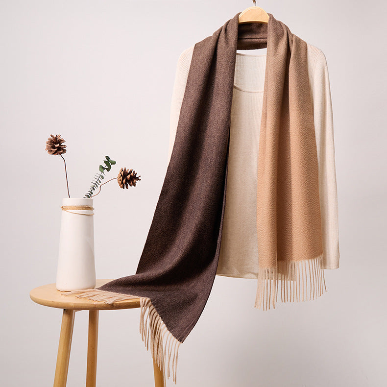 Long Plaid Cashmere Scarf With Tassel Winter Warps With Fringe Style 10 L