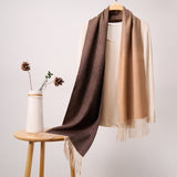 Long Plaid Cashmere Scarf With Tassel Winter Warps With Fringe Style 10 L