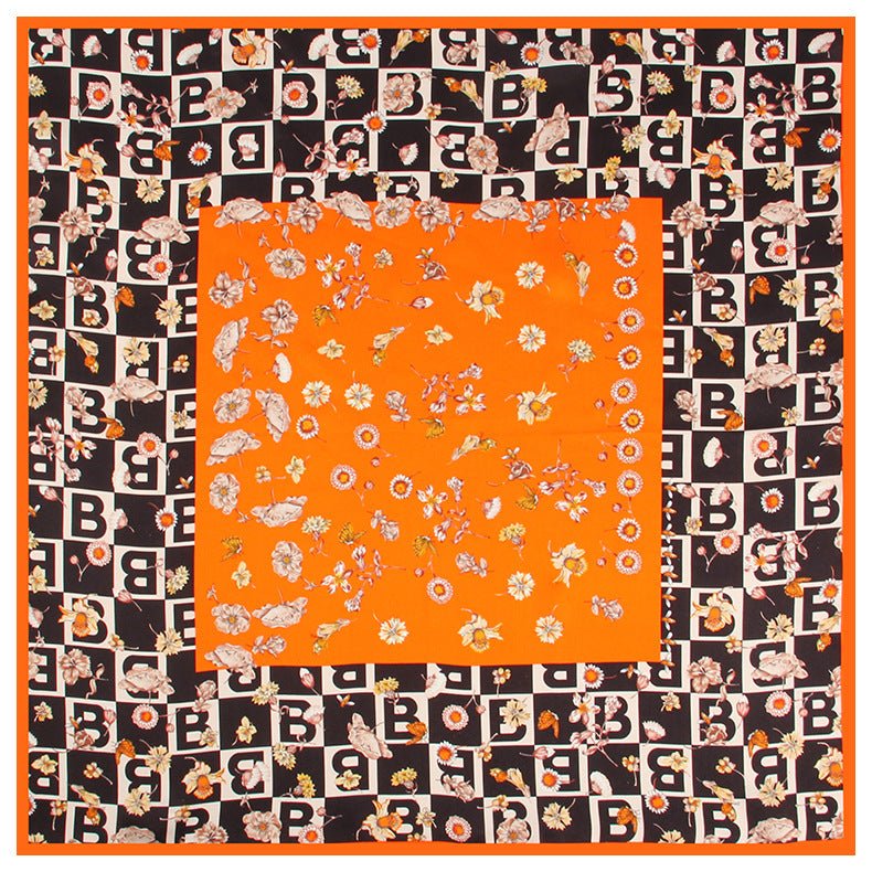 21''x21'' Womens Silk Chic Printed Square Silk Scarf