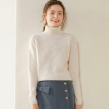 Suéter de cachemira con cuello alto para mujer Jersey de cuello alto de punto texturizado