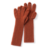 Womens Cashmere Knit Gloves Ribbed Cashmere Gloves with Long Cuffs
