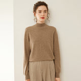Womens Mock Neck Cashmere Sweater Cashmere Pullover Ribbed Hem