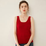 Chaleco de cachemira con cuello en V para mujer Camiseta sin mangas de cachemira de punto acanalado