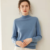 Womens Mock Neck Cashmere Sweater Cashmere Pullover Ribbed Hem