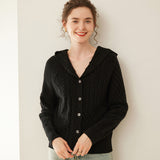 Womens Cashmere Cardigan Button Front Cashmere Sweater Cable Knit Cashmere Hooded