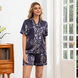 Blossom Print Silk Pajamas for Women Floral Silk Pajama Set Silk PJ Set
