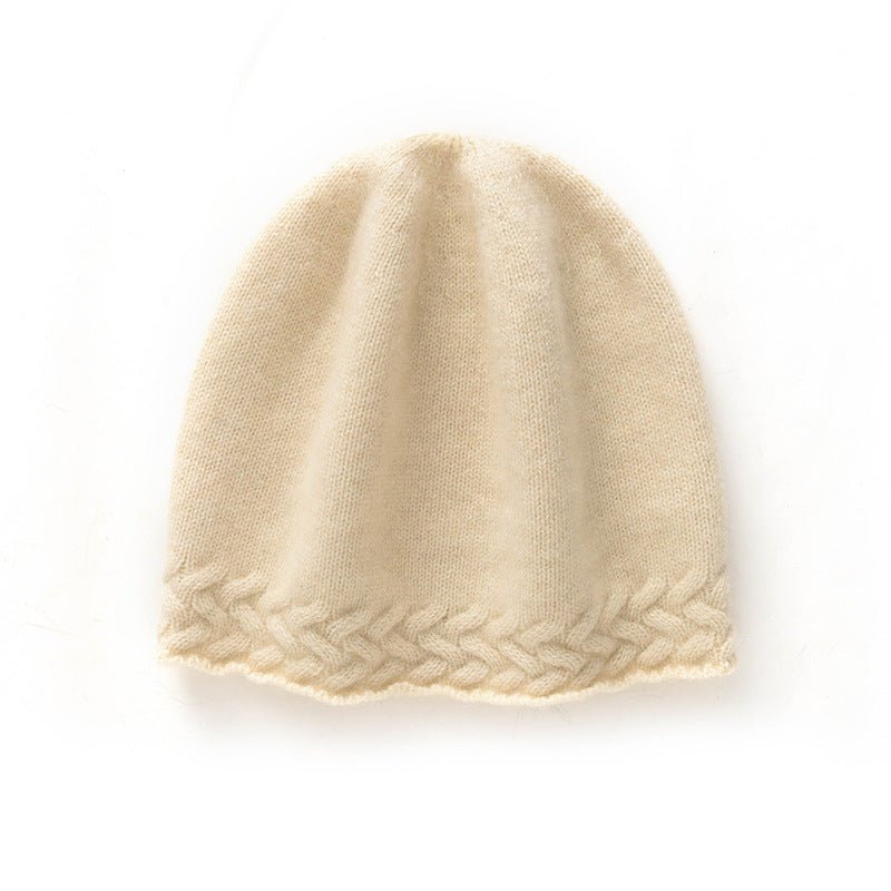 Braided Edge Pure Cashmere Beanie Hat Cashmere Winter Hat