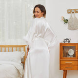Bridal Silk Kimono Robes With Ostrich Feather Silk Robe