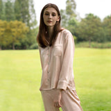 Bright Color Silk Pajamas Set for Women champagne XS