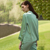 Bright Color Silk Pajamas Set for Women champagne XS