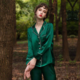Bright Color Silk Pajamas Set for Women Gold XS