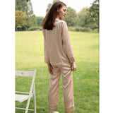 Bright Color Silk Pajamas Set for Women champagne XS
