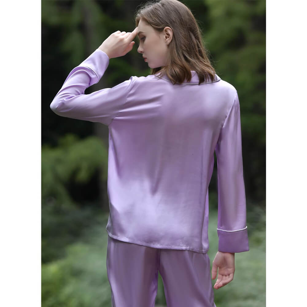 Bright Color Silk Pajamas Set for Women Gold XS
