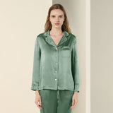 Bright Color Silk Pajamas Set for Women champagne XS