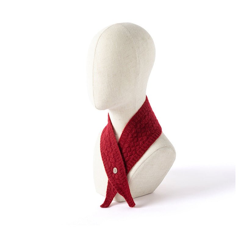 Buttoned Cashmere Neck Scarf Soft Cashmere Neck Wrap Compact Cashmere Scarf
