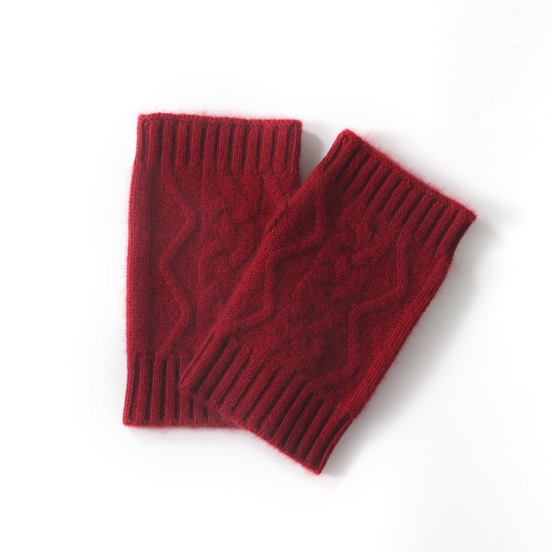 Cable Ribbed Cashmere Hand Warmers Cashmere Fingerless Gloves Mitts