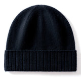 Cashmere Beanie Ribbed Cuff Winter Pure Cashmere Knit Cap Cashmere Hat