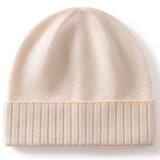 Cashmere Beanie Ribbed Cuff Winter Pure Cashmere Knit Cap Cashmere Hat