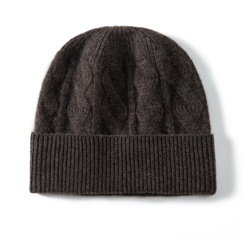 Cashmere Beanie Solid Cable Knitted Cashmere Winter Hat for Women and Men