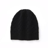 Cashmere Beanie Textured Cashmere Hat with All - Over Cable Ribbed Edge