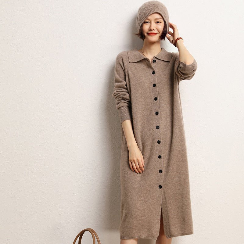 Cashmere Button Down Cardigan Dress Long Cashmere Sweater Dress