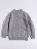 Cute Kids Pure Cashmere Sweater Sheep Intarsia Knit Cashmere Pullover Ribbing Hem Grey 80