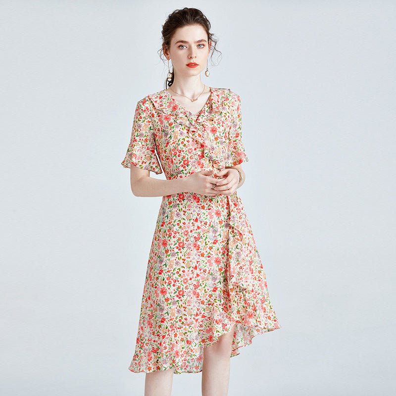 Floral pure Silk Dress for Ladies Guest Party Silk Floral Dresses