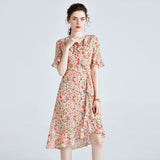 Floral pure Silk Dress for Ladies Guest Party Silk Floral Dresses