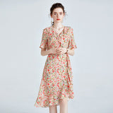 Floral pure Silk Dress for Ladies Guest Party Silk Floral Dresses