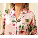 Floral Silk Pajama Set For Women Printed pure Silk nightwear