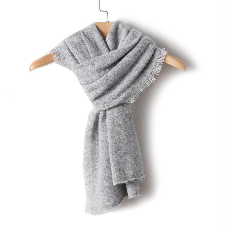 Fringed Pure Cashmere Scarf for Women Cashmere Wrap Tassel Edge