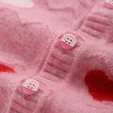 Girls Cashmere Cardigan Heart Pattern Kids Button Front Cashmere Sweater Pink 90