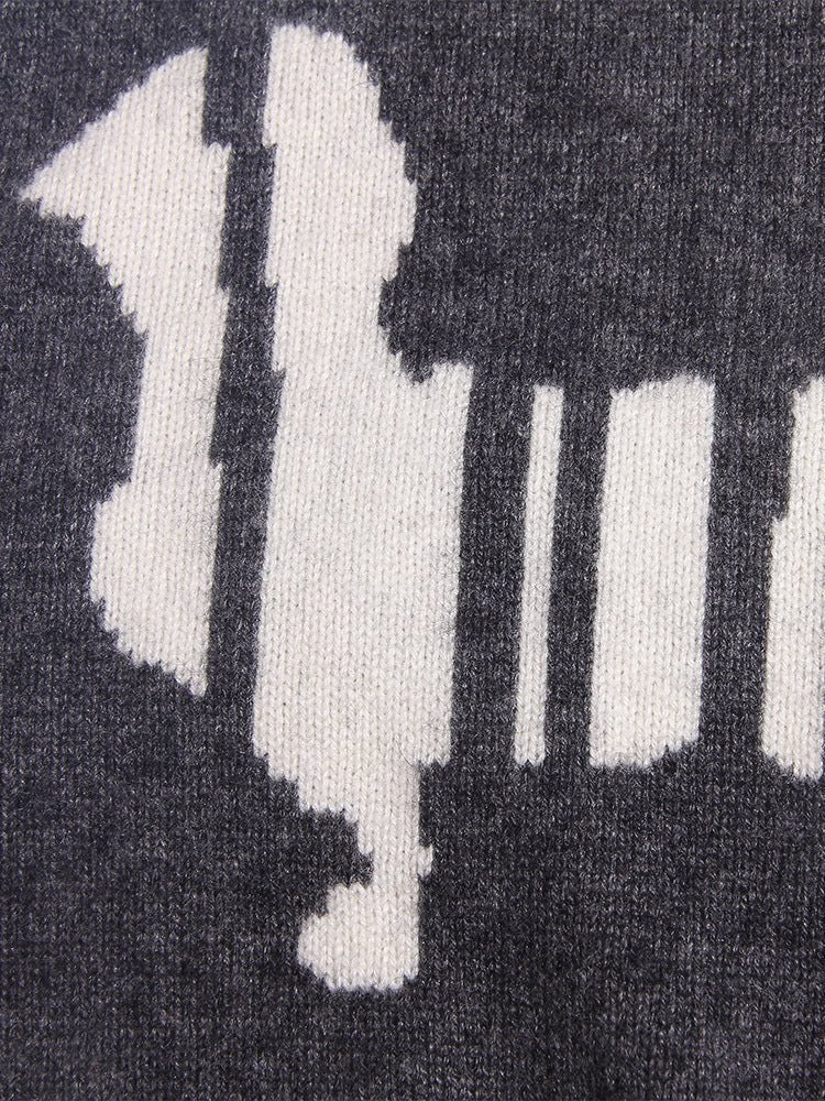 Kids 100% Cashmere Sweater Vest Abstract Dog Pattern Cashmere Knit Pullover Grey 80