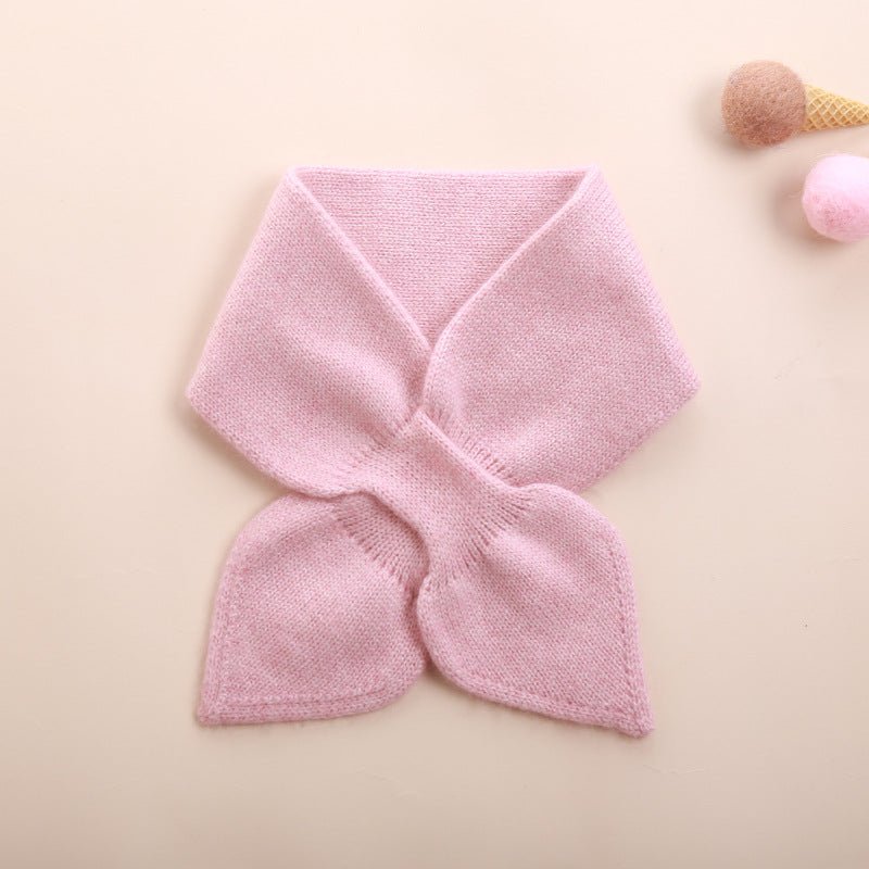 Kids Colorful Knit Cashmere Scarf Bow Knot Cashmere Neck Warmer