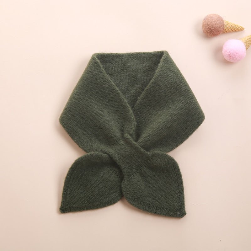Kids Colorful Knit Cashmere Scarf Bow Knot Cashmere Neck Warmer