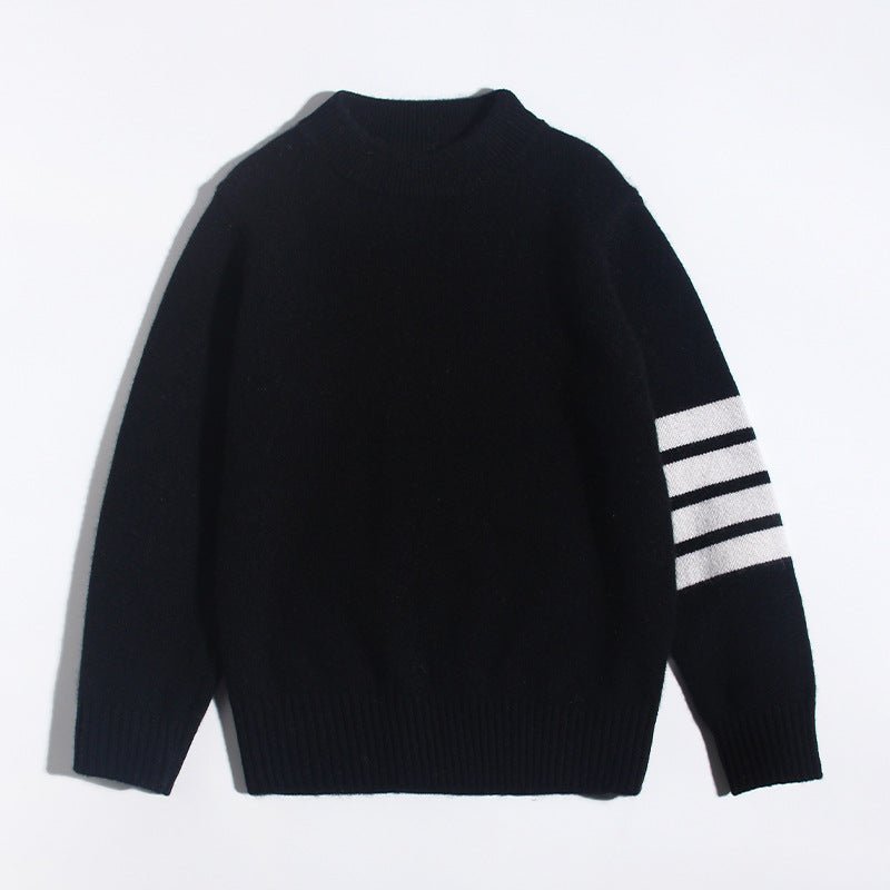 Kids Crew Neck Cashmere Sweater Animal and Graphic Designs Cashmere Pullover Black 90