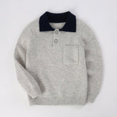 Kids Pure Cashmere Sweater with Pocket Polo Neck Cashmere Pullover