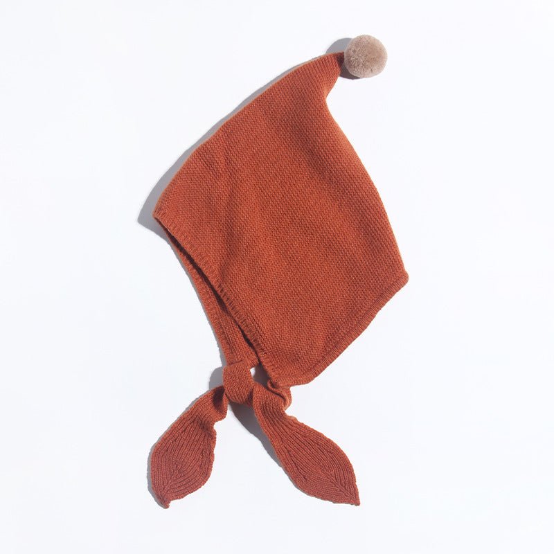 Kids Tie Cashmere Beanie Knit Elf Cashmere Hats with Pom Pom Dark Gray S