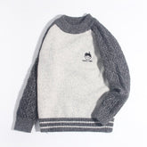 Kids Two Tone Cashmere Sweater Cable Knit Sleeve Cashmere Pullover