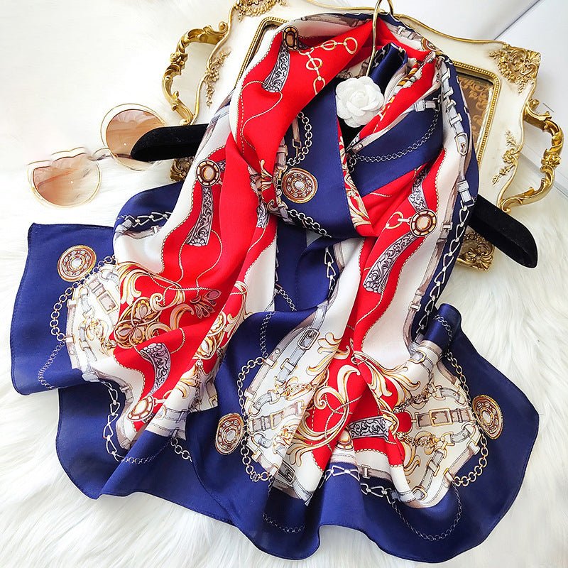 Ladies Floral Silk Scarf 100% Mulberry Long Printed Silk Scarf