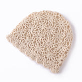 Lightweight Cashmere Floral Knit Cap Handmade Cashmere Beanie for Women
