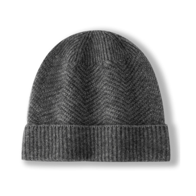 Lightweight Cashmere Winter Hat with Ribbed Edge Cashmere Knit Beanie