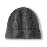 Lightweight Cashmere Winter Hat with Ribbed Edge Cashmere Knit Beanie