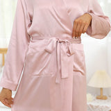 Long Mulberry Silk Robe Luxury 100% Silk Bathrobe Silver Gray XS