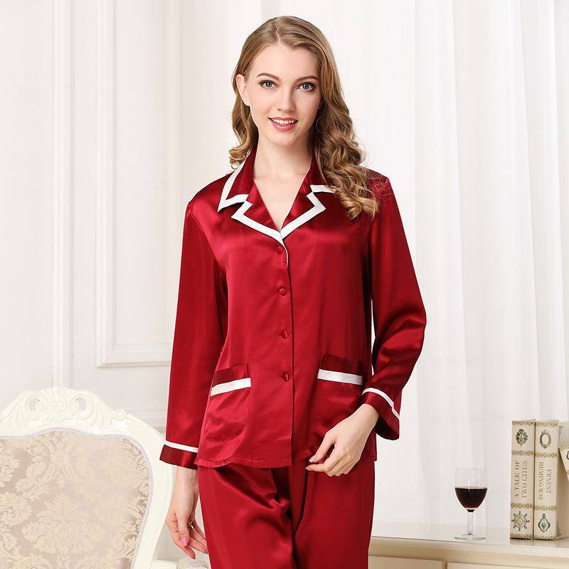 Long Silk Pajamas Set for Women Silk PJS ladies 100 silk sleepwear