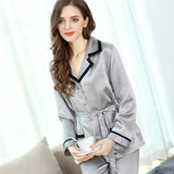 Long Silk Pajamas Set for Women Silk PJS ladies 100 silk sleepwear