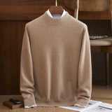 Mens Mock Neck Pure Cashmere Sweater Warm Long Sleeve Sweatershirt