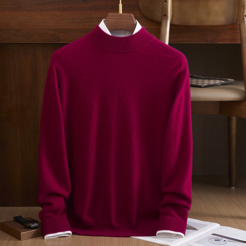 Mens Mock Neck Pure Cashmere Sweater Warm Long Sleeve Sweatershirt